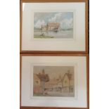 2 x framed watercolour paintings by Martin Hardie (1875-1952) ~ 1944 a street at Midhurst & 1949