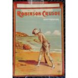 c. WWI Robinson Crusoe theatre poster by Jim Affleck - 50cm x 74cm & obvious damage