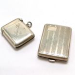 Silver vesta case (engraved Gibraltar 21 & slight dents) t/w matchbook holder - total weight 65g