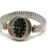 Unusual elipse shaped Rotary manual wing mid-size wristwatch - 28mm across & slight wear to case and