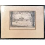 Framed engraving of Kings college Cambridge signed by Mabel Oliver Rae (1868-1954) - frame 36cm x