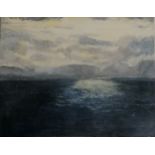 Mike Wilkins oil on canvas Isle of Dura, unframed, 45.5 cm wide, 35.5 cm high.