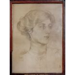 Antique framed pencil drawing by Marion Margaret Violet Manners, Duchess of Rutland (1856–1937) of