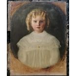 Antique oil painting on canvas portrait of a young girl - 61cm x 46.5cm