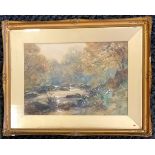 Framed painting of a river & trees by John Atkinson (1863-1924) - frame 60cm x 76cm