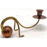 Arts and Crafts Benson style Copper and brass counterweight balanced candle stick, marked on the