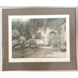 Framed etching 'St Dunstans in the east' by Mark Spain (b.1962) - frame 53.5cm x 64cm