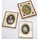 3 Vintage Boudoir portrait miniatures in faux veneered frames. Largest measures 12 x 14.5cm.