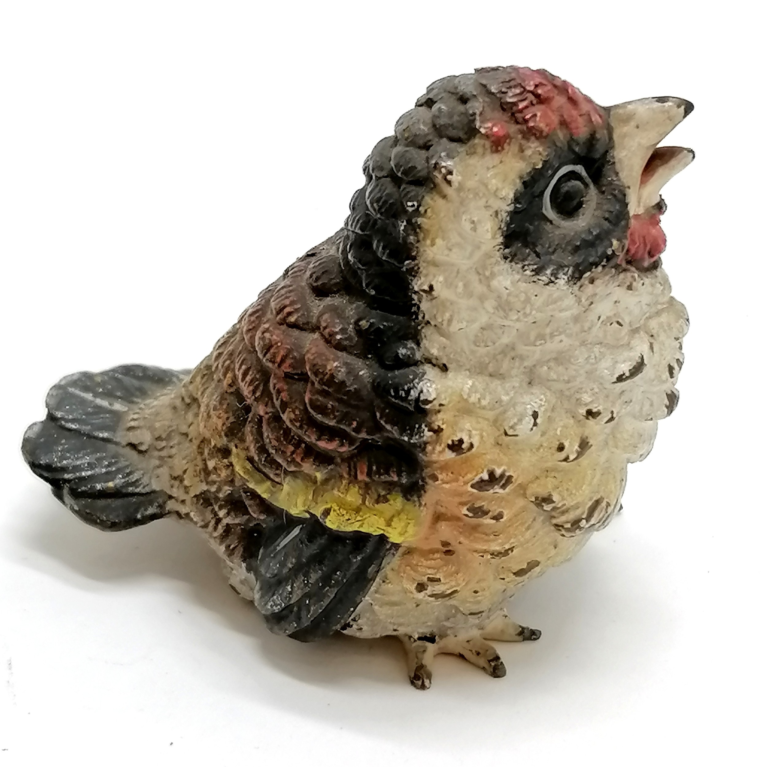 Antique Austrian cold painted bronze of a baby goldfinch - 4.5cm high (marked Austria to base) on an - Image 3 of 5