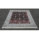 Large red grounded Florentine patterned carpet rug measuring 250 x 300cm (244 x 310cm measured) in