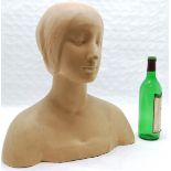 Vintage plaster bust of a female after Wiener Werkstatte - 44cm high x 42cm across - slight losses