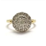 18ct hallmarked gold diamond cluster ring - size P½ & 4.9g total weight