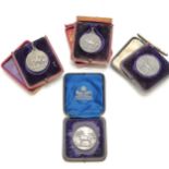 4 x cased Polo Pony Society silver medallions by Mappin & Webb ~ all for Mr A R Bray 1904 Holsworthy