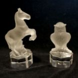 Goebel glass owl & horse figures (horse 13cm high)