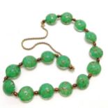 Green & goldstone detailed bead necklace - 58cm