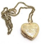 9ct marked gold heart shaped locket on a 9ct marked gold 44cm chain ~ 8g total weight