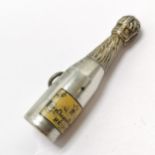 Unmarked antique silver novelty champagne bottle propelling pencil with enamel label detail -