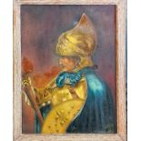 Framed oil painting on canvas of a classical soldier figure dated 1949 by Henry Moore - 57cm x 44cm