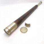 Leather covered telescope with silver coloured metal mounts, extending and adjustable. 77.5 cm