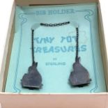Tykie Toy sterling silver #212 Bunny bell bib holder in original box - box 10.5cm x 8cm