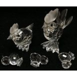 Swarovski Crystal Chicken family, 5 pieces in total, largest 5 cm, all in good condition.