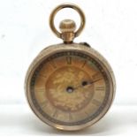 Antique 14ct gold outer cased pocket watch 34mm case & 34g total weight - runs BUT WE CANNOT