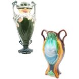 Austrian Art Nouveau floral 2 handled vase, 46 cm high, 20 cm wide, some slight surface chips, t/w