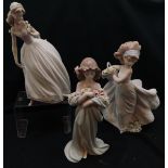 Lladro Cinderella figure, 26.5 cm high, Girl with basket of flowers, 28.5 cm high, t/w girl with