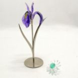 Swarovski crystal Blue iris on stand, 20 cm high. t/w daisy head, all good condition.