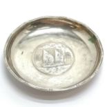 Hong Kong silver tray by Tackhing set with Chinese coin - 9cm diameter & 70g