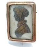 Antique unmarked gold brooch with silhouette of lady mounted in the frame - 2.2cm drop & 6g total