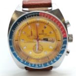 Vintage Sorna chrono 40mm case manual wind wristwatch with pepsi cola style bezel - for spares /