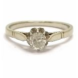 Antique unmarked white gold (touch tests as 18ct) diamond solitaire ring - size K & 1.8g total