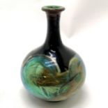 Art pottery vase with high fired decoration and signature to base - 14cm high