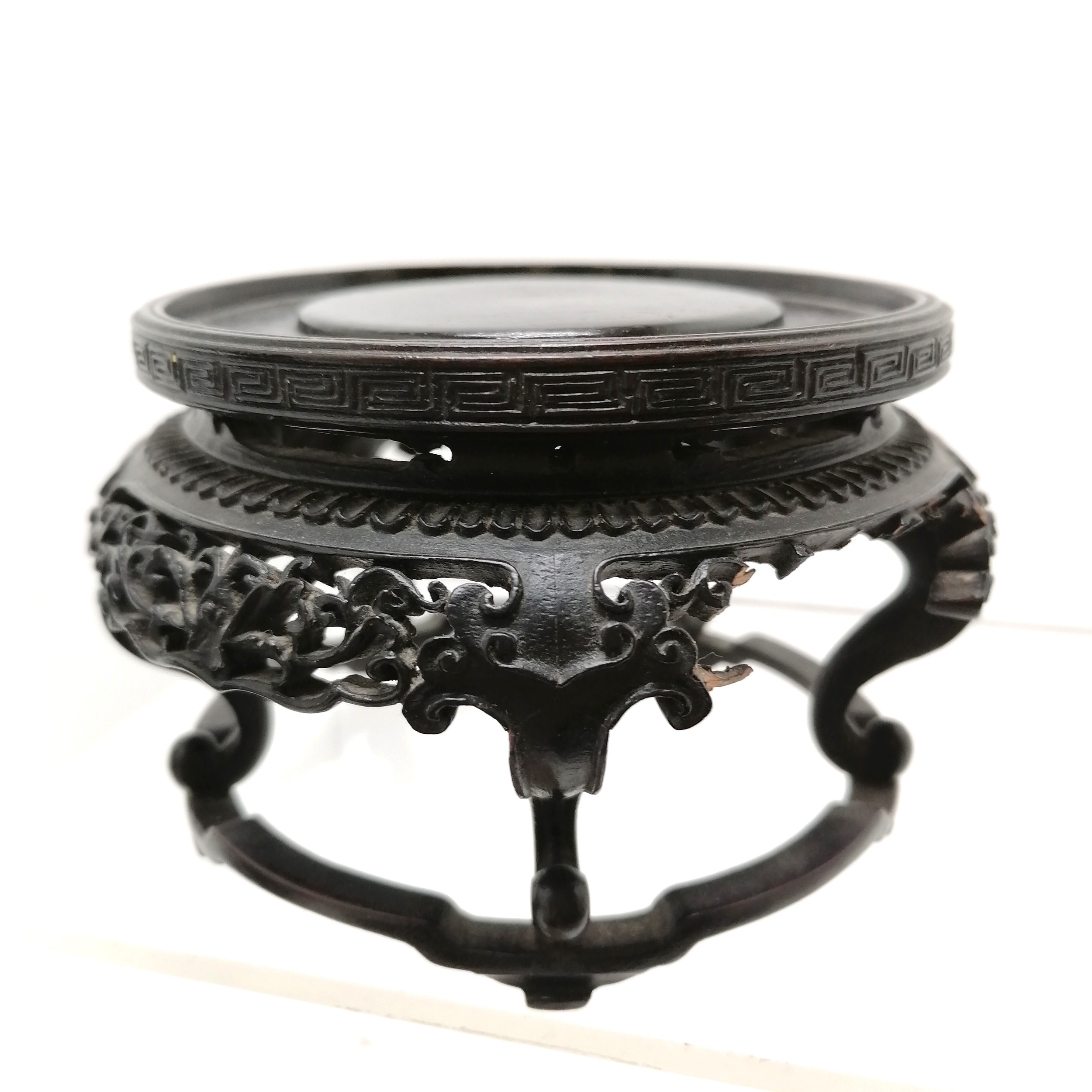 Oriental qty of carved wooden stands inc antique - tallest 17cm ~ the fine carved stand and 1 - Image 4 of 6