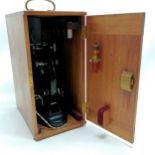 J Swift & Son 20930 microscope in original mahogany box - 36cm high x 27cm x 17.5cm