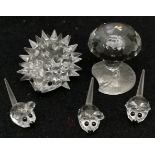 Swarovski crystal toadstool, 3.5 cm high, hedgehog, t/w 3 mice