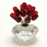 Swarovski crystal bunch of red tulips in vase, 7 cm high, good condition.