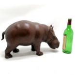 Liberty style leather hippopotamus footstool - 26cm high x 46cm long ~ slight loss to 1 ear and in