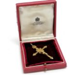 Continental / French antique 18ct hallmarked gold crucifix in an Asprey box - total height 64mm &