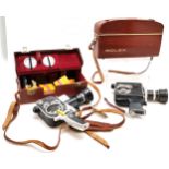 Bolex Leather cased 8 mm P1 Zoom Reflex Cine Camera, with lenses, films and Accessories, t/w