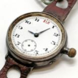 Silver cased vintage trench watch with a 32mm borgel case ~ clean interior but lacks glass & 2nd