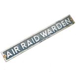 WWII Air Raid Warden chromed metal door plaque - 22.5cm x 3cm