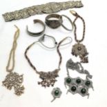 Qty of ethnic jewellery inc Iznik turquoise stone set, Indian necklaces t/w antique belt