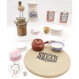Collection of assorted items to include Moira pottery bread board, 30 cm diameter, blue stilton