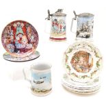 Collection of 6 Brambly Hedge collector's plates, Royal Worcester tankard celebrating Nelson's