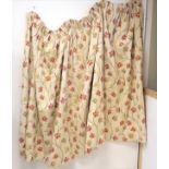 pair of matching cream floral curtains 150cm long x 180cm wide - some fading