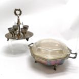 Walker & Hall silver plated stand with perspex serving dish (29cm across) t/w silver plated