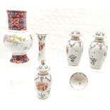 Samson armorial set of 3 jars and covers, vase & tea bowl all a/f t/w oriental enamel floral vase 26