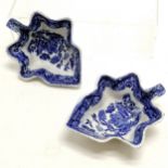 Antique pair of Staffordshire blue & white transfer decorated pickle / sweetmeat dishes - 13.5cm
